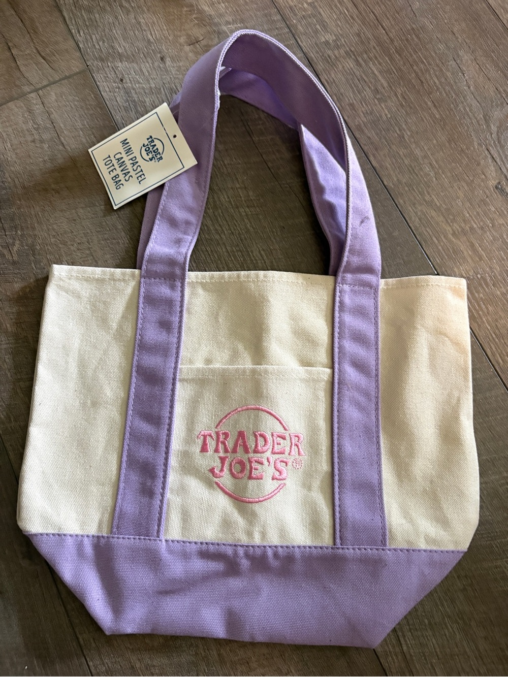Trader Joe's Cream and Lavender Canvas Tote